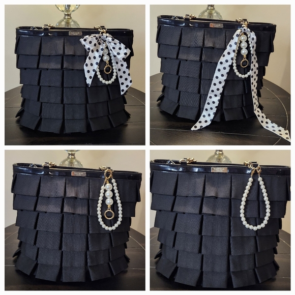 KATE SPADE Plisse Priti Ruffled Tote Patent Leather handles - Picture 3 of 16